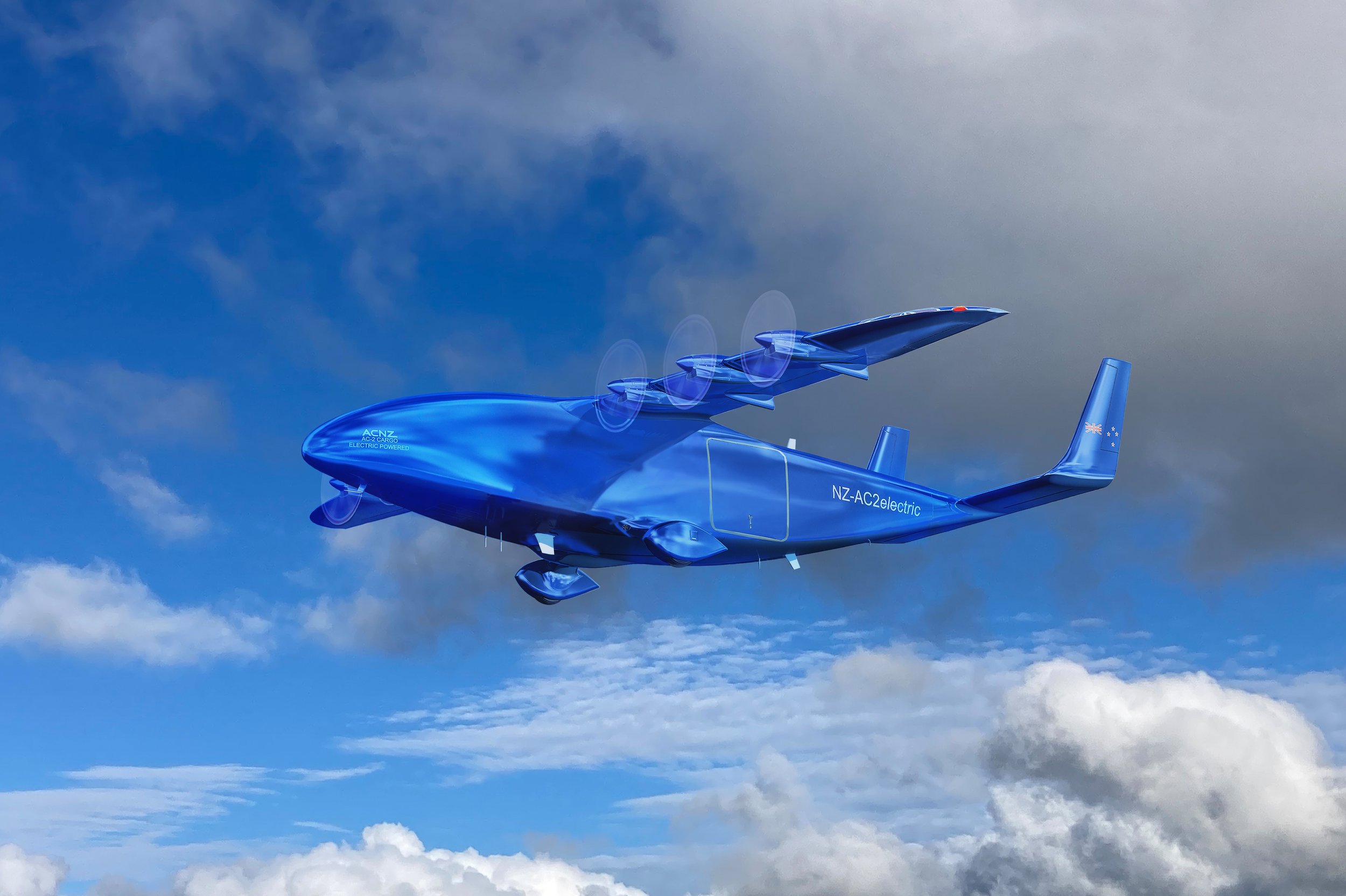 AC-2Z hydrogen / electric autonomous cargo variant, NZ-AC2electric, in flight